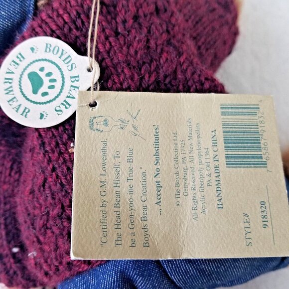 Boyds Bear JB Bean Series LEO BRUINSKI With Jeans, Hat & Sweater (1985-1998) 10" - Picture 8 of 13